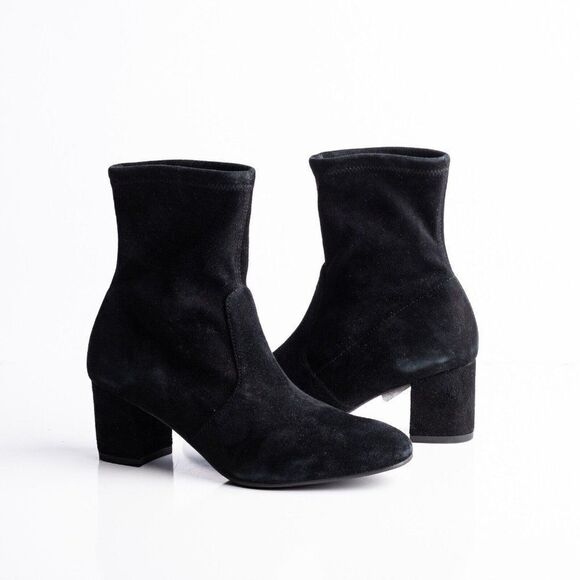 Stuart Weitzman Siggy 60 Black Suede Leather Stretch Sock Boots 36.5 US 6 New - Picture 2 of 10